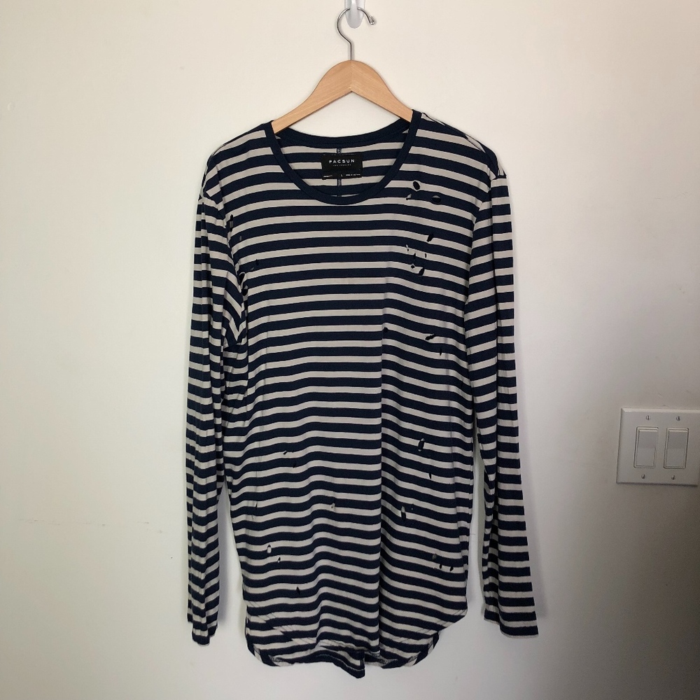 Pacsun distressed striped long sleeve tee
